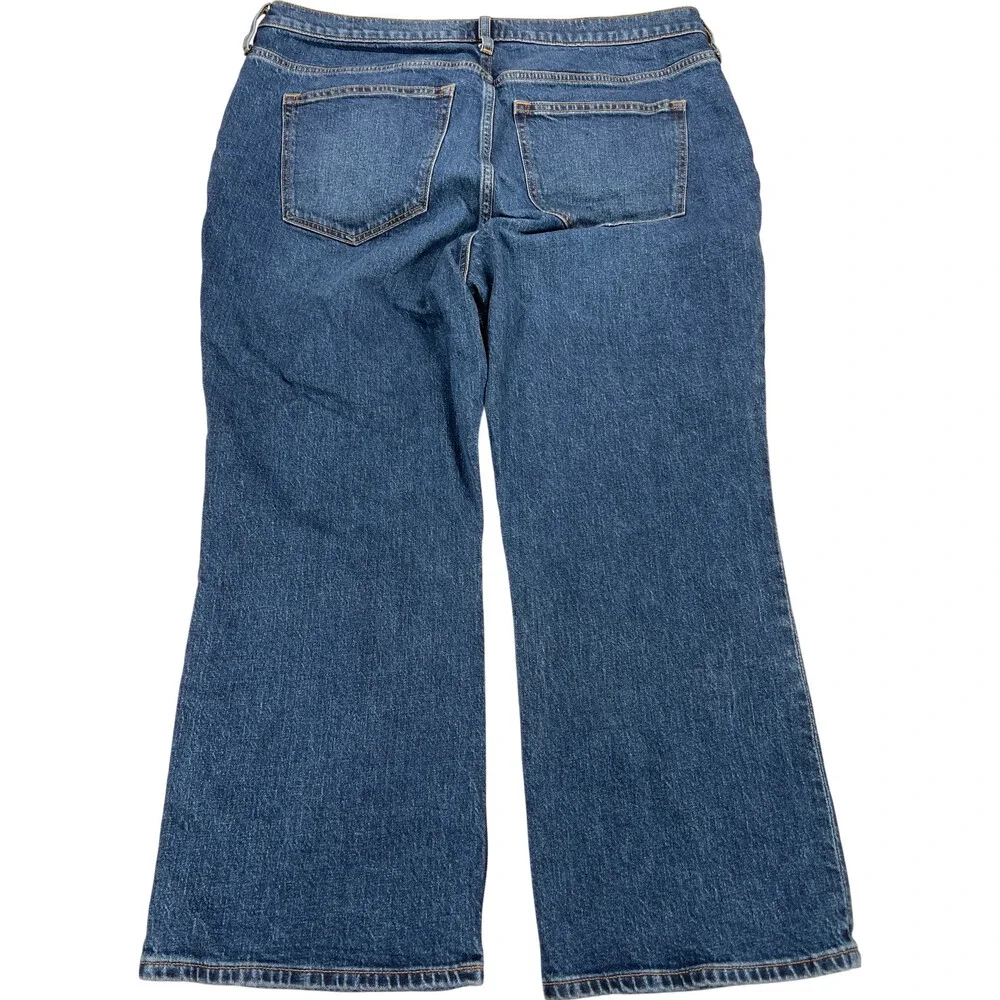 J Crew Women’s Dark Wash Mid Rise Flare Crop Denim Button Fly Petite - Picture 7 of 9